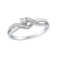 DGOLD 10KT White Gold Round Diamond Twisted Promise Ring (0.12 cttw)