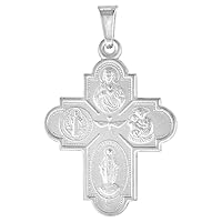 1 ¼ inch Sterling Silver 4-way Cross Medal Cruciform Necklace For Men & Women Nickel Free Italy comes with or Without Chain