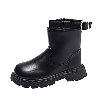 Autumn And Winter Children Boots Boys And Girls Thick Soles Non Slip Side Zippers Solid Buckles Girl Shoes Size 13
