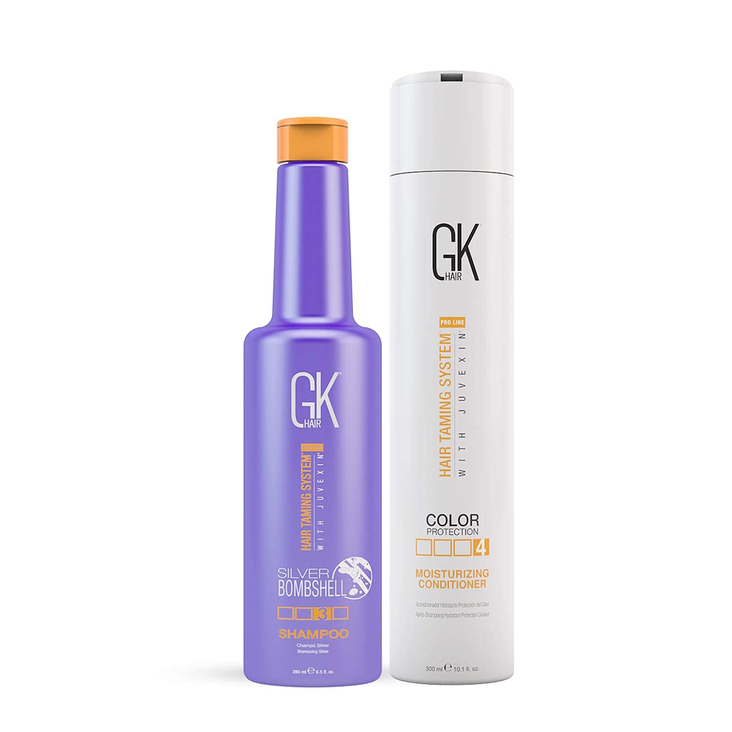 Global Keratin GK Hair Moisturizing Conditioner (10.1 fl.oz/300ml) -Silver Bombshell for Blonde and Gray Hair Removes Yellow Brassy Tones for Woman (280 ml/9.5 oz)