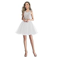 MllesReve Short Homecoming Dresses Tulle Puffy Crystal Beaded Junior Prom Dresses