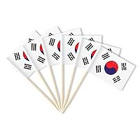 South Korea Flag Korean Miniature Toothpick Flags Decorations Small Cupcake Toppers Cocktail Food Flags Decor For Independence Day Party Bar (100 pack)