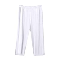 Summer Basic Capri Pajama Pants Women's Comfy Modal Loungewear Pants Plus Size Causal Loose Fit Sleepwear Crop Pants