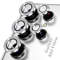 for Samsung Galaxy S23 Ultra Camera Lens Protector, Glitter Bling Tempered Glass Camera Screen Protector Individual Metal Ring Lens Cover for Galaxy S23 Ultra Accessories, 1 Set
