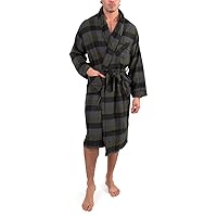 Flannel Shawl Collar Sleep Robe - Loungewear Robe for Adults - Winter Plaid Robe Perfect for Men and Women