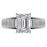 HNB Gems 5 CT Emerald Cut Colorless Moissanite Engagement Ring Wedding/Bridal Rings, Diamond Ring, Anniversary Solitaire Halo Promise Vintage Antique Gold Silver Rings Gift