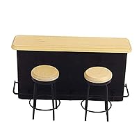 1/12 Dollhouse Miniature Bar Furniture with Table 2 Chairs Doll Furniture Black 1 Set