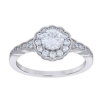 925 Sterling Silver Womens CZ Cubic Zirconia Simulated Diamond Flower Fashion Ring Jewelry for Women - Ring Size Options: 5 6 7 8 9
