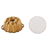 Nordic Ware Anniversary Bundt 12 Cup, Gold & Round Cooling Grid, 13-inch diameter, Copper
