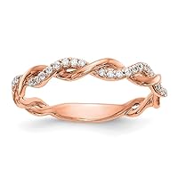 14k Rose Gold Criss cross 1/8 Carat Diamond Wedding Band Size 7.00 Jewelry for Women