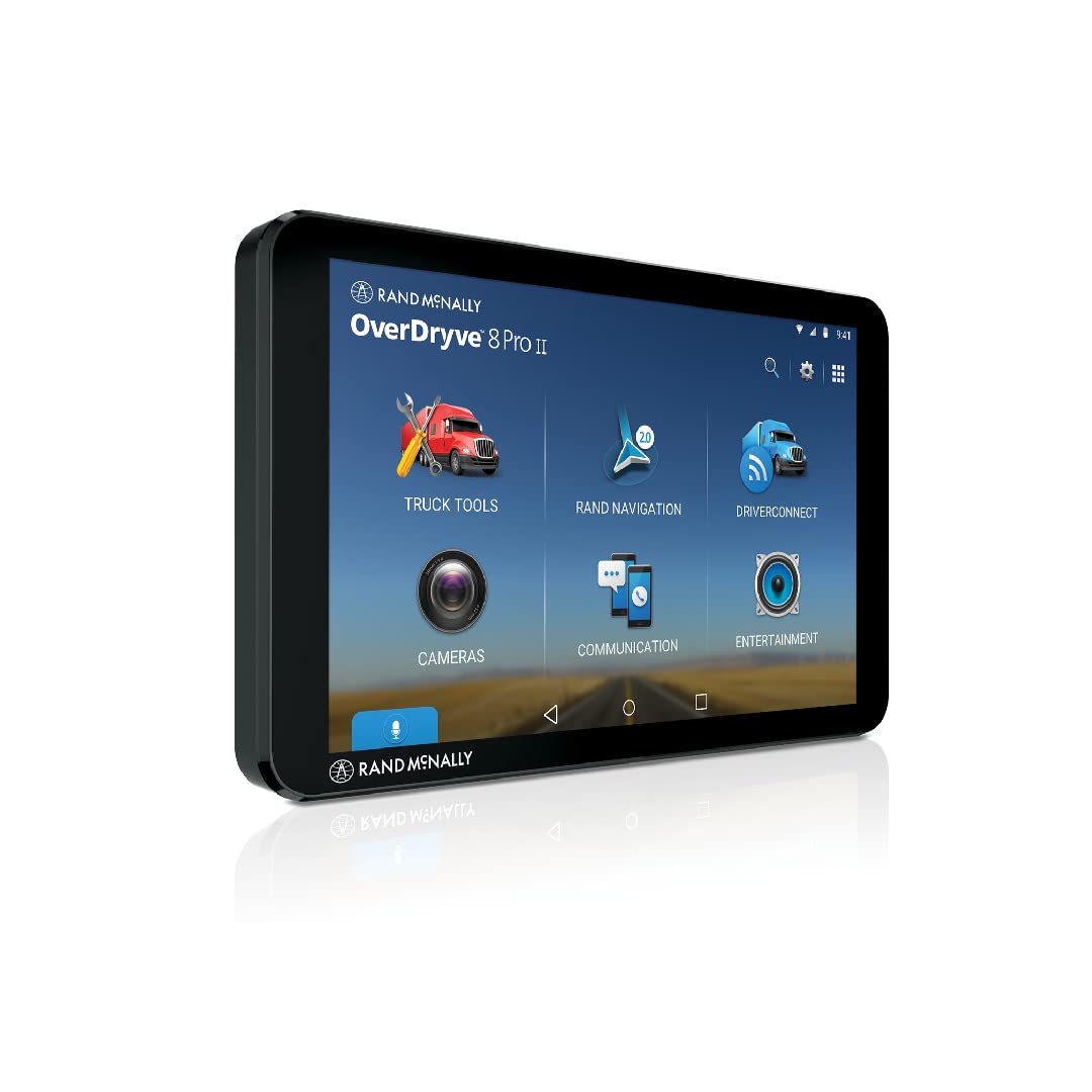 Rand McNally OverDryve 8 Pro II Truck GPS & Connected Tablet, Car Navigation with 8” Display, Built-in Satellite Radio, Fully Adjustable Dash Cam (Renewed)