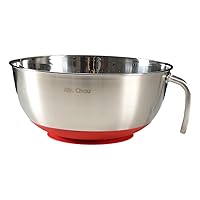 Mrs. Chou™ Suction Mixing Bowl SUS304 Stainless Steel w/Non-Slip Silicone Suction Cups Base, Egg Beating Bowls with Handle Baking Bowl Tool for Cooking Baking Prepping Food Storage Batter Bowl Deepen