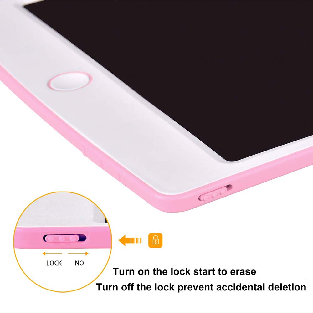 LCD Writing Tablet 10 Inch Colorful, MEGAHUA Electronic Drawing Scribbler Board with Lock Digital E-Writer Doodle Toys Durable Handwriting Pad Gift for Kids Boy Girl Age 3+ (Pink), (USHX10IN-P)