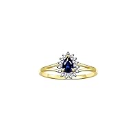 Rylos Halo Ring: Diamonds, 6X4MM Pear-Shaped Gemstone - Women's Color Stone Birthstone Jewelry - Elegant Yellow Gold Plated Silver Ring Sizes 5-10