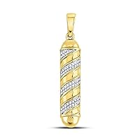 10kt Yellow Gold Mens Round Diamond Barber Pole Charm Pendant 1/8 Cttw