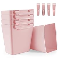 5 Pack Hanging Cup Holders, Multipurpose Rolling Cart Accessories Utility Cart Accessories For Art & Craft Supplies, Space Saving Hanging Storage Basket Pencil Holder Makeup Organizers (Pink)