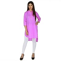 Women's Long Kurti With Pajama Set Dress Suit Tunic Wedding Wear Maxi Pink Color Plus Size