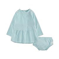 Nike Baby Girls Velour Long Sleeve Dress & Diaper 2 Piece Set (Teal Tint(16F723-E37)/White, 6 Months)