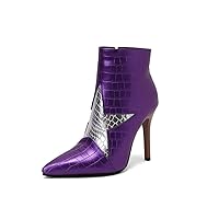 Womens Ankle Boots Stiletto High Heels Booties Sexy Pointed Toe Ankle High Vintage Western Dress Booties with Side Zipper