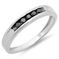 Dazzlingrock Collection 0.25 Carat (ctw) Black Diamond Men's Channel Set 5 Stone Anniversary Wedding Band 1/4 CT, Sterling Silver