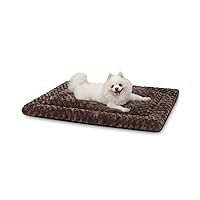 Washable Dog Bed Mat Reversible Dog Crate Pad Soft Fluffy Pet Kennel Beds Dog Sleeping Mattress for Large Jumbo Medium Small Dogs, 29 x 18 Inch, Brown