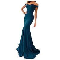 Women's Stain Mermaid Prom Dress Off Shoulder Gown Evening Dresses Trailing