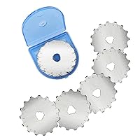 5PCS Rotary Cutter Blades, 45mm Perforating Rotary Replacement Blade with Plastic Box Crochet Edge Skip Blades for Cutting Crafting (15 Teeth)