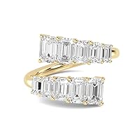 1-8 Carat (ctw) White Gold Emerald Cut LAB GROWN Diamond Stackable Ring (Color H-I Clarity VS1-VS2)