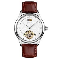 New Tourbillon Men's Business Watch Moon Phase Function Fully Automatic Mechanical Watch Fashion Simple Couple Watch Suitable for Wedding