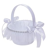 Wedding Baskets Flower Girl Baskets With Flower Bowknot Petals Storage With Handle For Wedding Ceremony Decor Wedding Baskets For Flower Girl