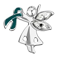 Angel By My Side Teal Ribbon Pins - Teal Ribbon Pins for Ovarian Cancer Awareness, PTSD, Anxiety Disorder, Fragile X Awareness – Perfect for Gift-Giving, Support Groups and Fundraisers