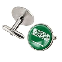 Flag Cufflinks For Men - Saudi Arabia Flag Glass Cabochon Cufflinks National Flag Crystal Wedding Jewelry,Men'S French Shirt Cufflinks Accessories Jewelry