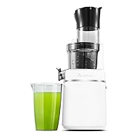 Aobosi Masticating Juicer Machine, 2-In-1 Cold Press Juicer with Large Feed Chute for Juice & Ice Cream, Powerful Slow Juicer for Vegetable and Fruit, Easy Clean Self Feeding, High Juice Yield, White