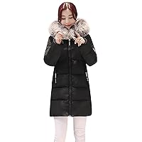 Women's Winter Coats Women's Fashion Big Hair Collar Slim Long Knee-High Cotton Jacket Coat