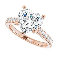 JEWELERYIUM 3 CT Heart Cut Colorless Moissanite Engagement Ring, Wedding/Bridal Ring Set, Halo Style, Solid Sterling Silver, Anniversary Bridal Jewelry, Precious Ring For Women