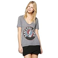 Chaser Women's Grateful Dead Steal Your Face Logo Pleated Back Tee