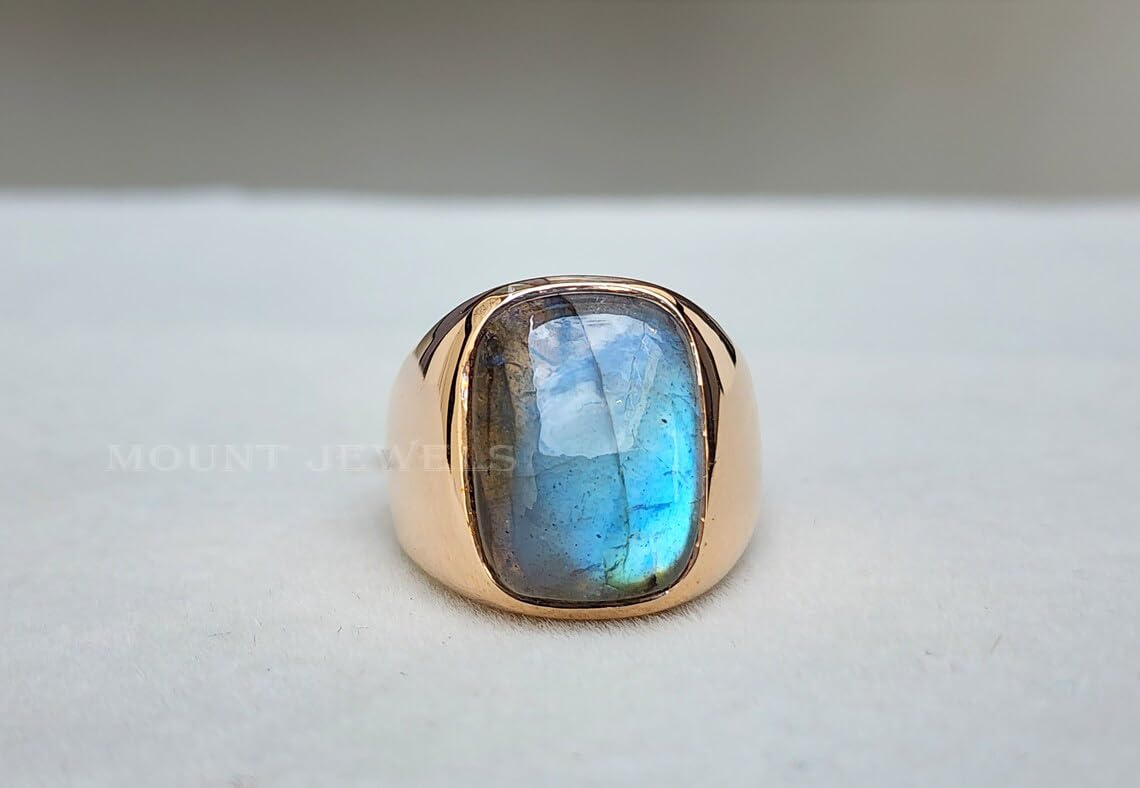 MOUNTJEWELS Natural Labradorite Gemstone Ring, Mens Labradorite Ring, Handmade Silver Ring, 925 Sterling Silver, Birthday Gift for Him, Promise Ring, Birthstone, Thanksgiving