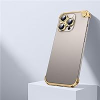ENILSA Luxury Aluminum Aromatherapy Phone Cases for iPhone 14 13 Pro Max Metal Lens Protection Shell Corner Pads Shockproof Cover,Gold,for iPhone 14 Pro