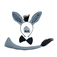 3PCs Kids Funny Rabbit Pig Wolf Kangaroo Zebra Costume Headband with Tail Tie