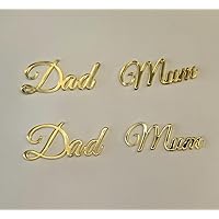 Set of 40 Mum Dad Cake Toppers,Happy Mother's Day Father's Day Cupcake Topper,Mirror Acrylic Cake Topper Charms for Mother's Day Father's Day Birthday Party Decor (2'', Gold)