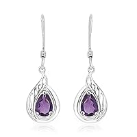 Vanbelle Sterling Silver Jewelry - Rhodium Plated with 925 Stamp - Pear-shape Dangle Earring with Cubic Zirconia Stones - Elegant Handcrafted Earring for Women