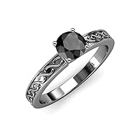 Black Diamond 1.00 ct Infinity Women Solitaire Engagement Ring 14K White Gold-6.0