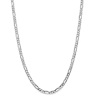 14k White Gold Solid Polished 5.0mm Flat Figaro Chain Necklace Lobster Claw Jewelry Gifts for Women - Length Options: 18 20 22 24 26