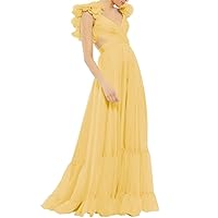 Lindo Noiva Chiffon Ruffle Prom Dresses for Women Long Bridesmaid Dresses Backless Formal Evening Gowns A Line LN113