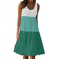 2024 Women's Summer Dresses Casual Sleeveless Boho Beach Sundress Floral T-Shirts Dress Flowy Loose Tank Dress