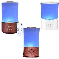 BlueHills Premium Large 4000 ML, 2000 ML, and 3000 ML XL Essential Oil Diffusers Humidifier Combo Set of 3 for Large Room Home with Décor LED Lights Great Gift –Dark Wood Grain and White Diffuser.