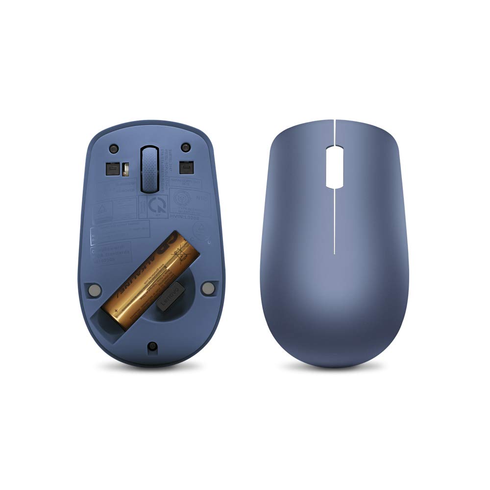 Lenovo 530 Wireless Mouse with Battery, 2.4GHz Nano USB, 1200 DPI Optical Sensor, Ergonomic for Left or Right Hand, Lightweight, GY50Z18986, Abyss Blue