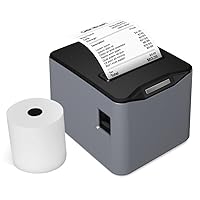 Receipt Printer,Thermal Receipt Printer 80mm Desktop Direct Thermal Printing USB+LAN Connection High Speed with Auto Cutter Large Paper Bin Support ESC/POS for Shipping Business Restaurant