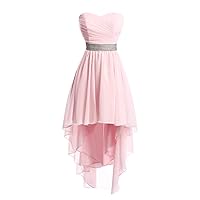 Short Sweetheart Ruched Chiffon Prom Homecoming Dress High Low Formal Party Ball Gown Pink 20W