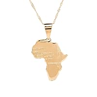 24K Gold Plated African Map Pendant Necklace Jewelry for Women